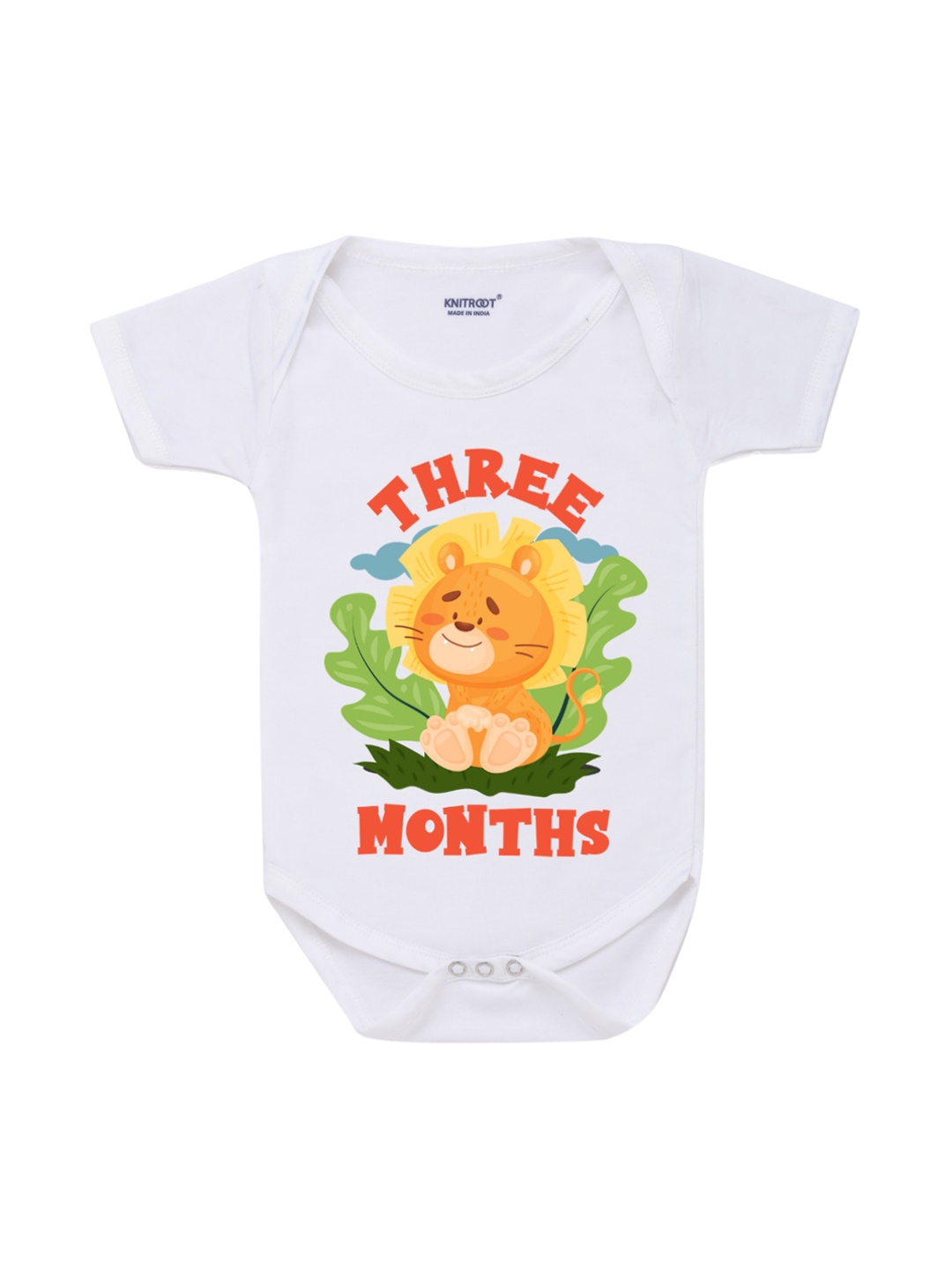

KNITROOT Infants White Lion Graphic Printed Bodysuit