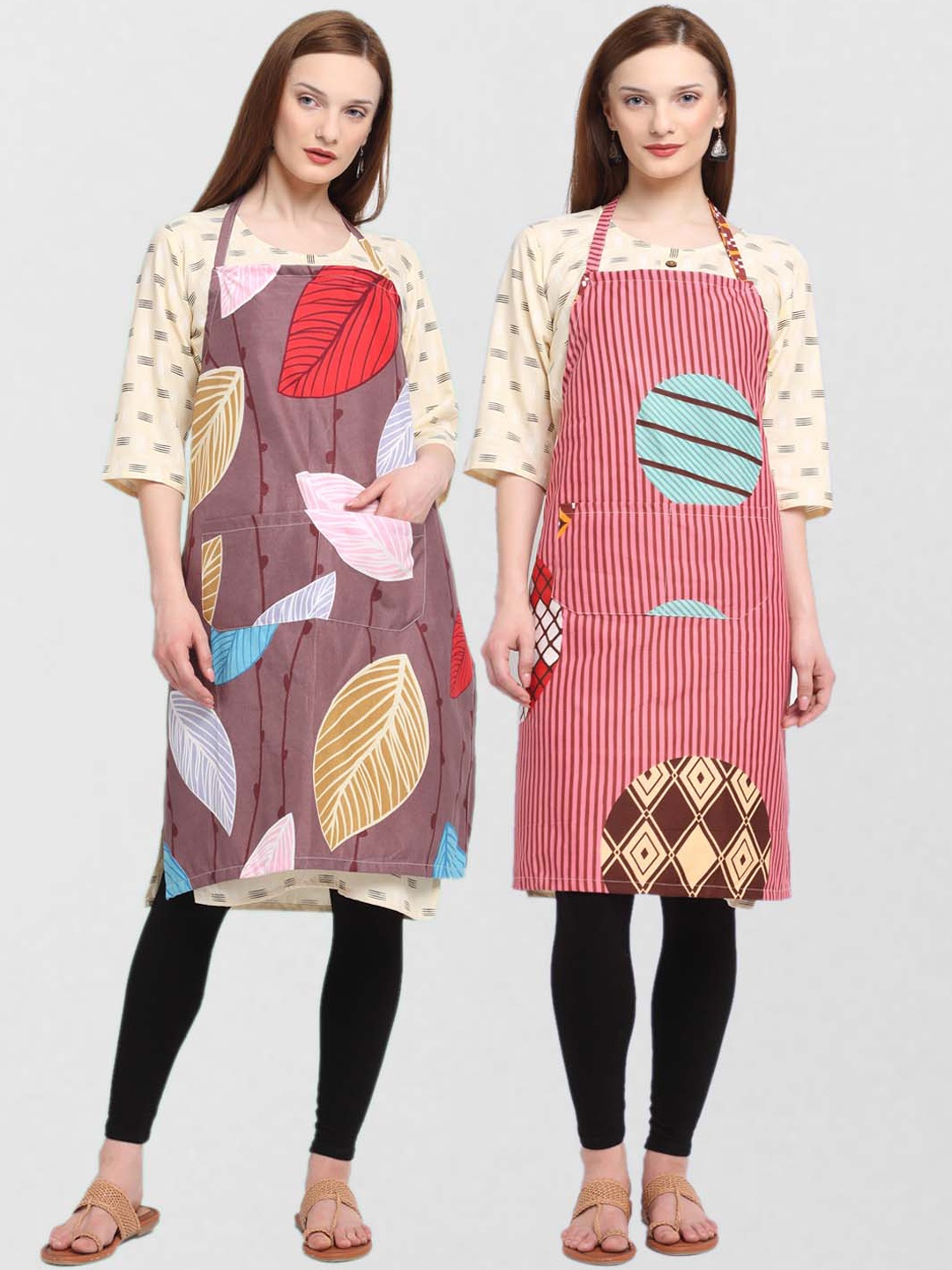 

KLOTTHE Unisex Pack Of 2 Printed Cotton 210 TC Aprons, Purple