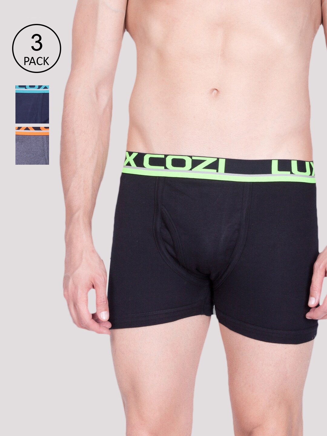 

Lux Cozi Men Pack Of 3 Assorted Pure Cotton Trunks-COZI_GLO_COL_DRAWER