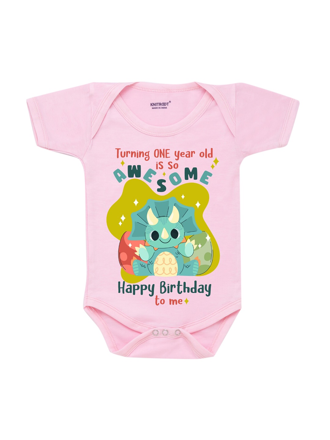 

KNITROOT Infant Kids Pink & Red Awesome Birthday To Me Baby Bodysuit