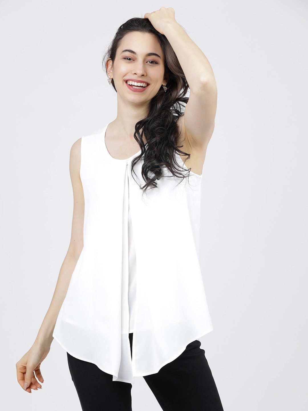 

Tokyo Talkies White Layered Regular Top