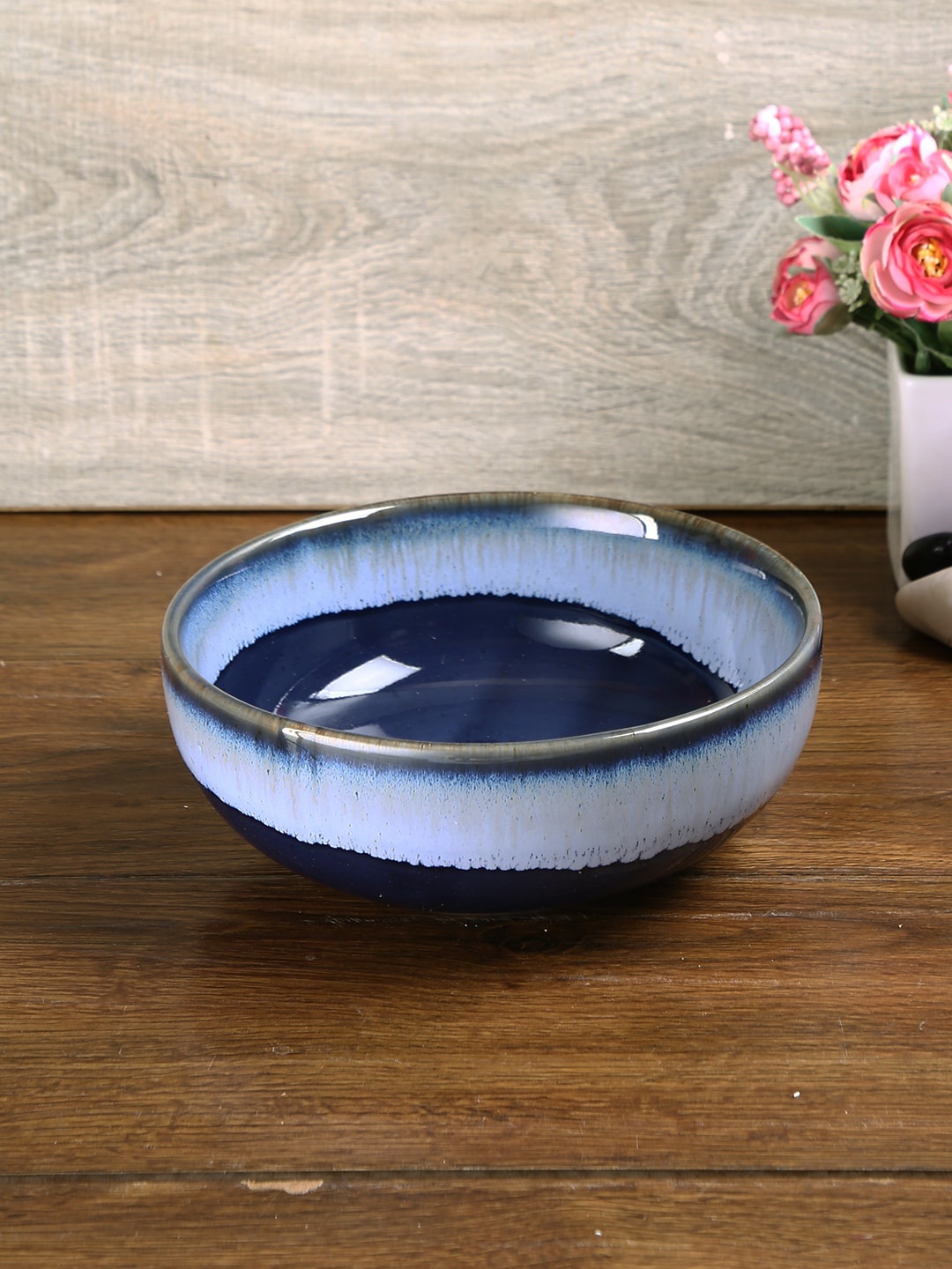 

Aapno Rajasthan Blue Handcrafted Ceramic Serving Bowl