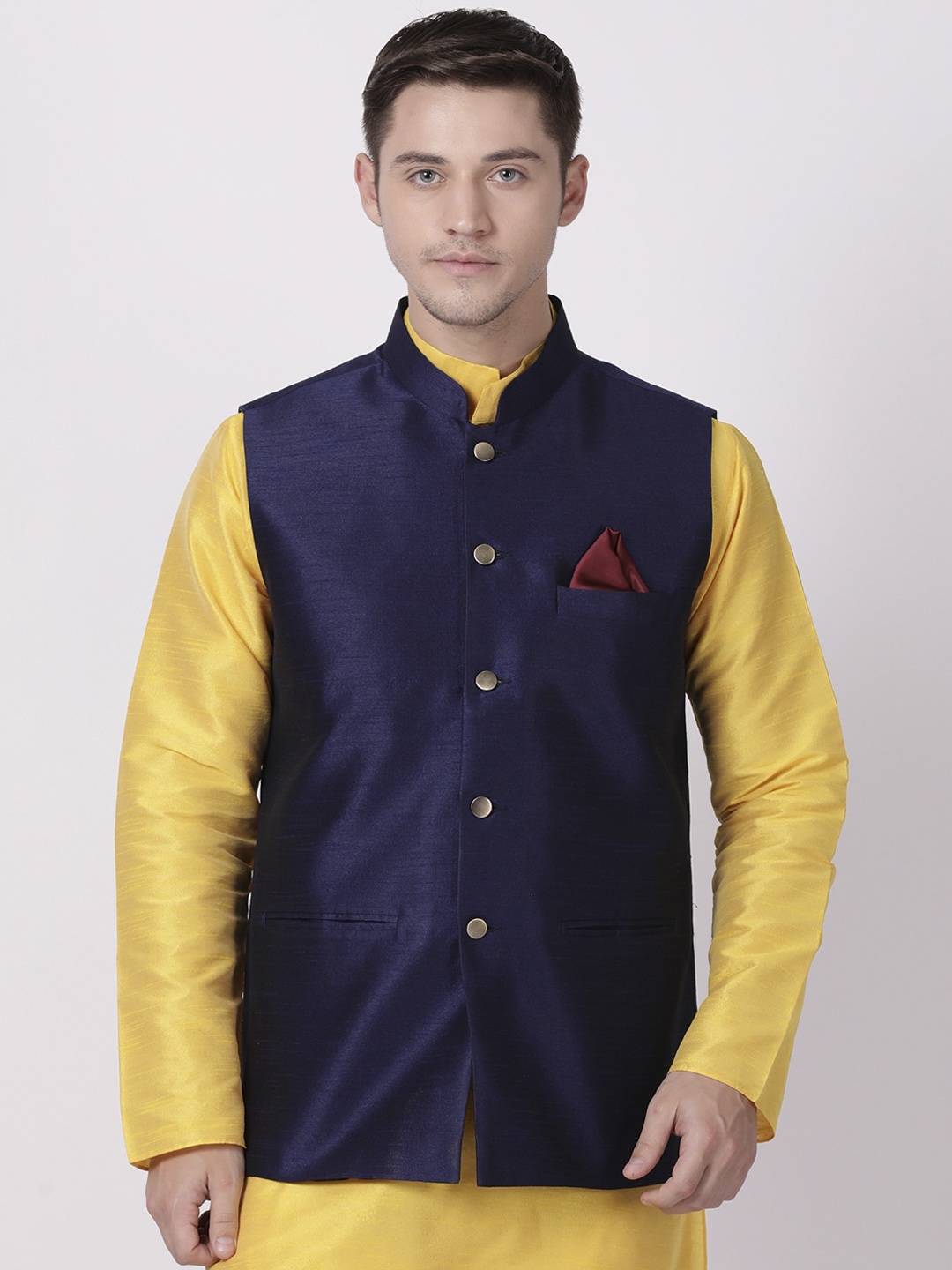 

TABARD Men Blue Solid Woven Nehru Jacket