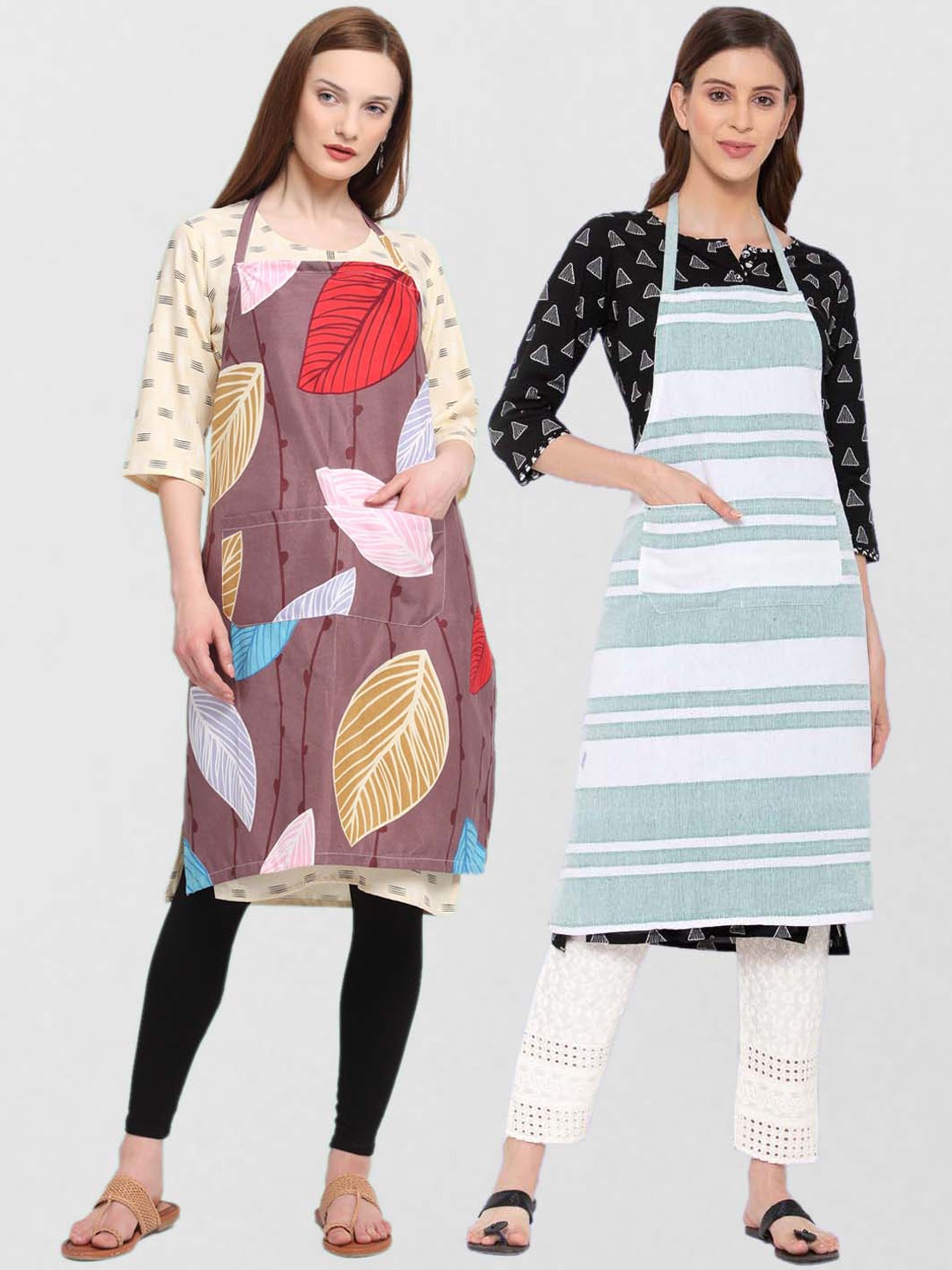 KLOTTHE Unisex Pack Of 2 Printed 300 TC Aprons, Purple