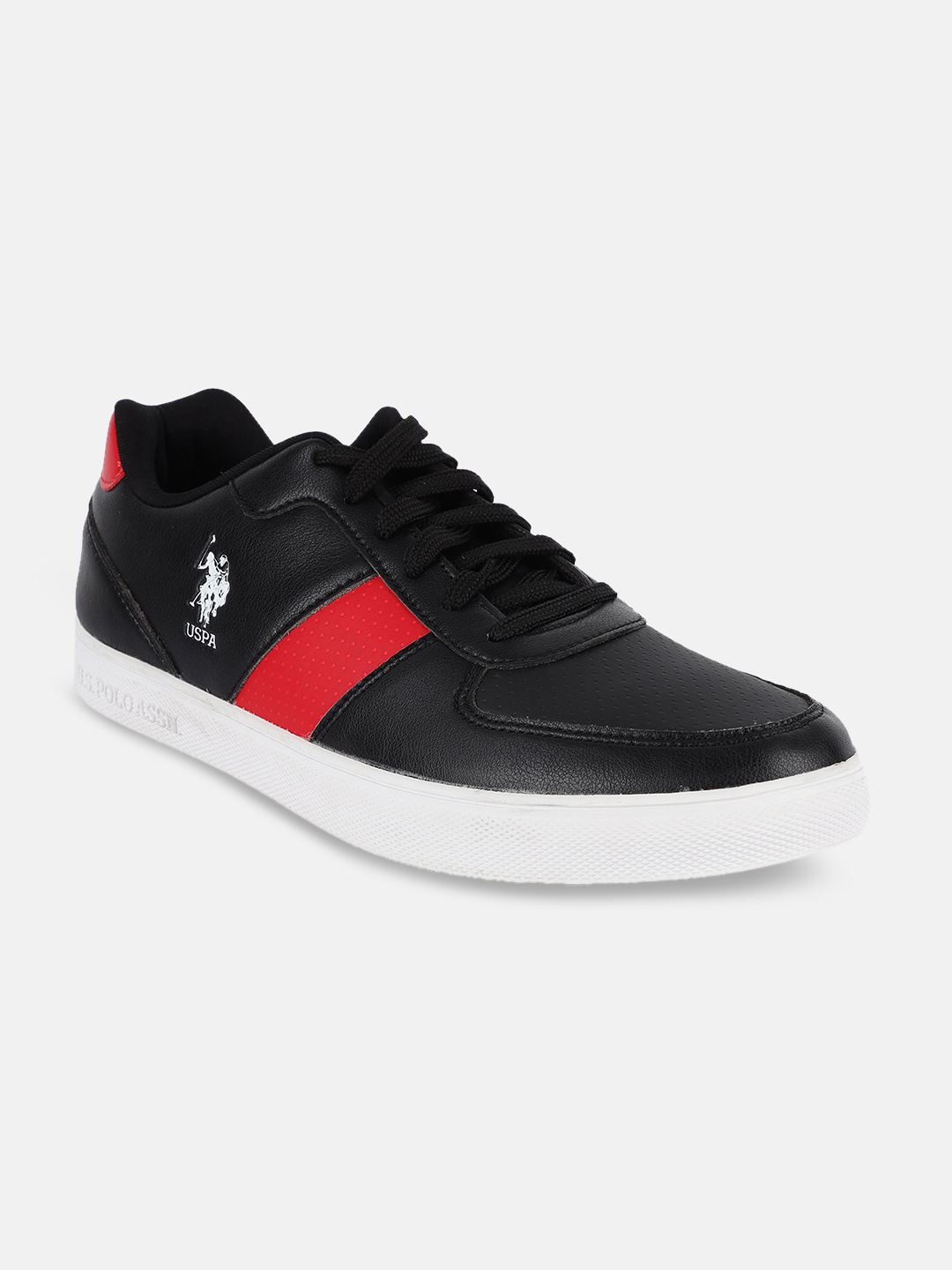 

U S Polo Assn Men Black Striped PU Sneakers