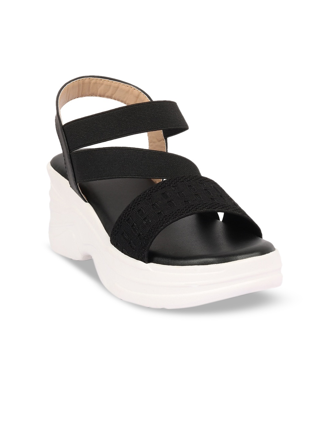 

Bella Toes Black Woven Design Wedge Heels