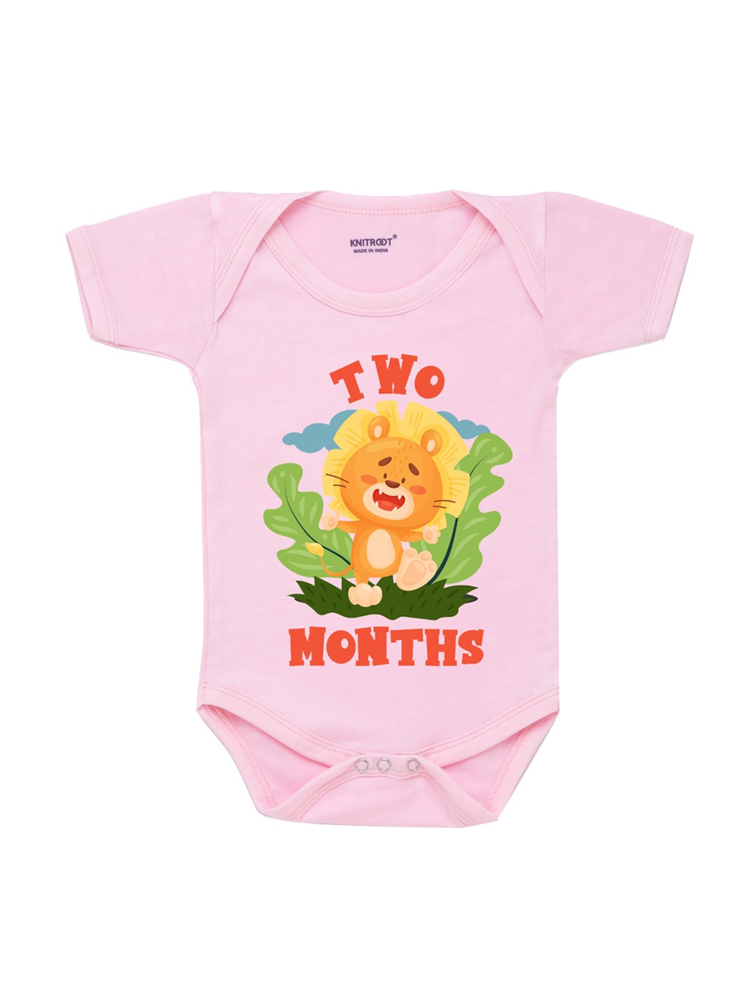 KNITROOT Infant Kids Pink & Orange Graphic Printed Bodysuit