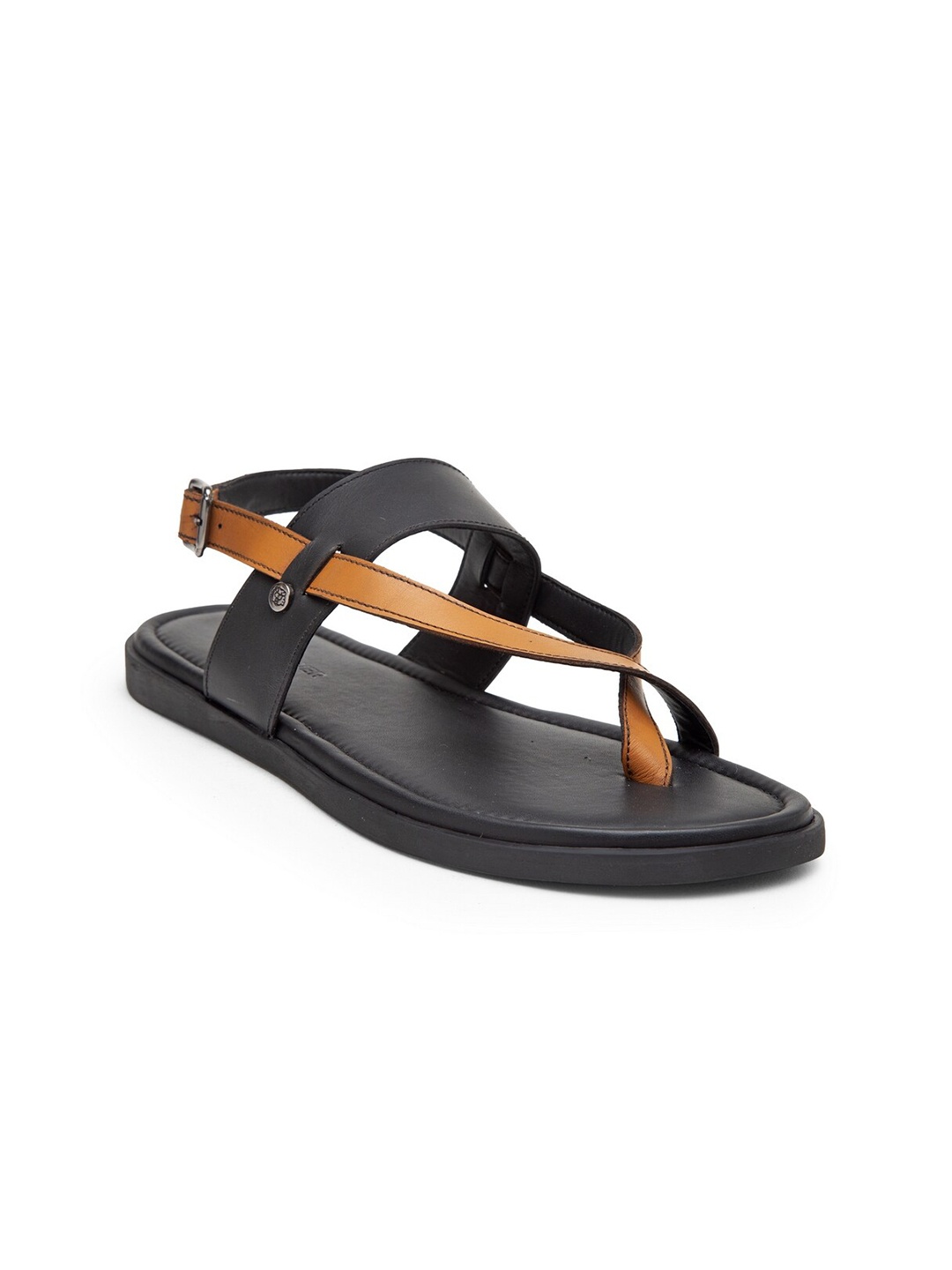 

BEAVER Men Brown & Black Leather Comfort Sandals