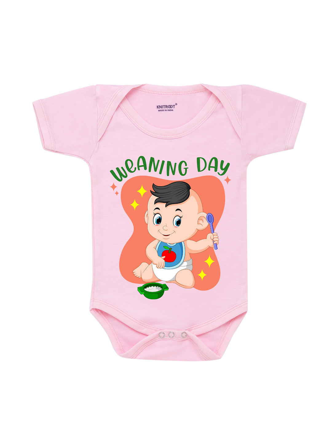 

KNITROOT Infant Kids Pink & Orange Waning Day Printed Bodysuit
