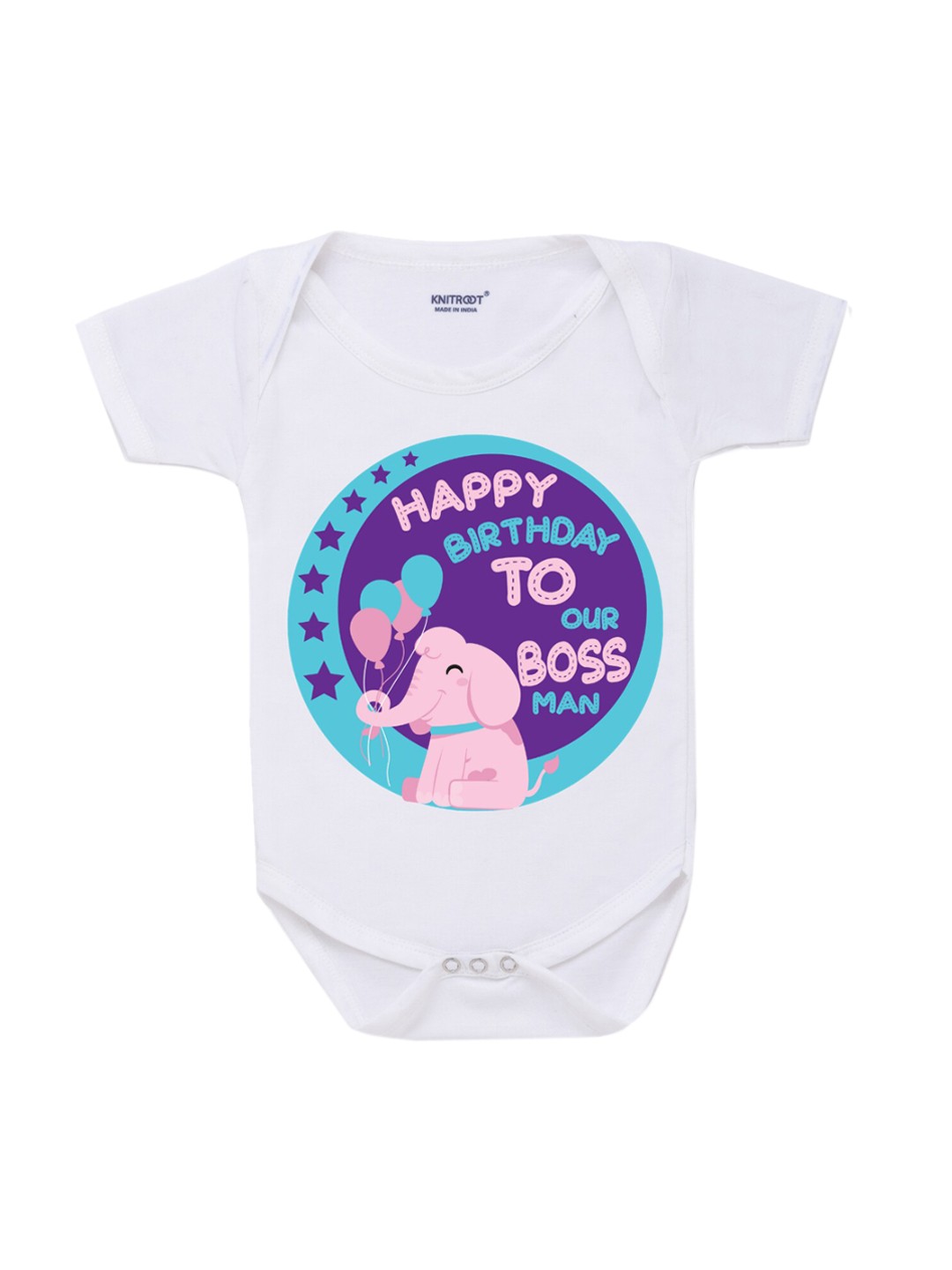 

KNITROOT Infants White Boss Man Graphic Printed Bodysuit