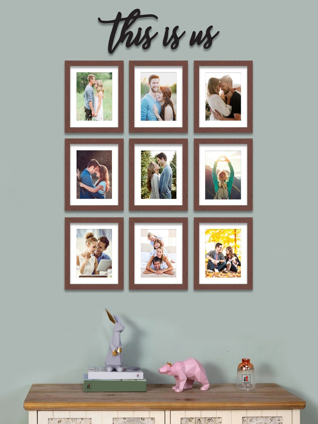 

Art Street Set Of 9 Brown Solid Individual Wall Photo Frames