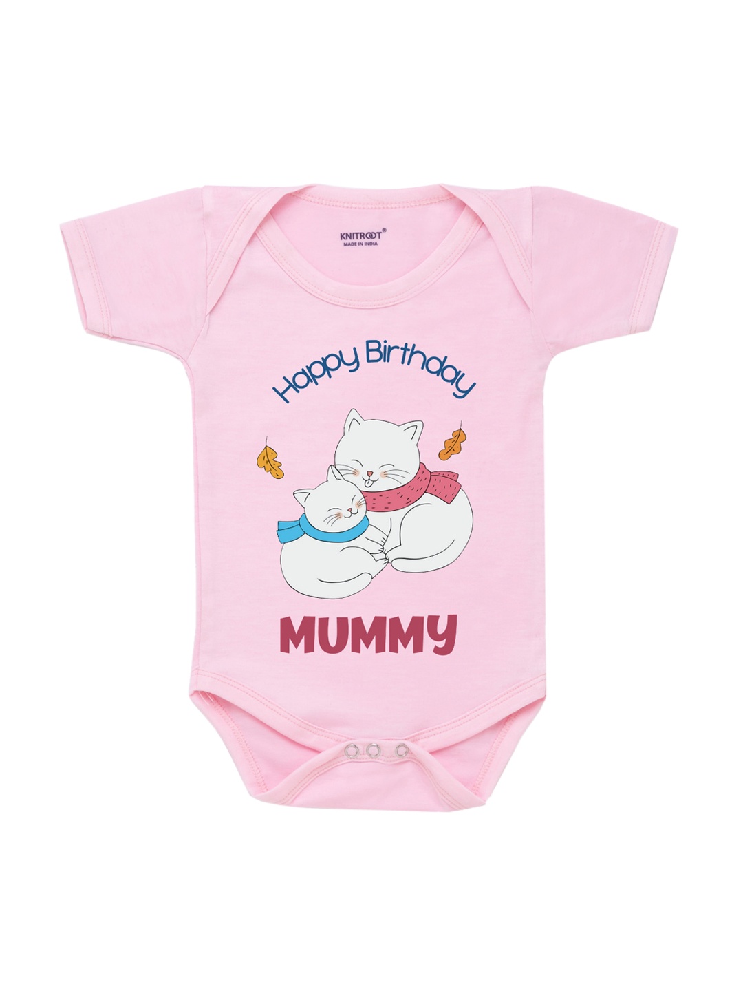 

KNITROOT Infant Kids Pink & White Printed Bodysuit