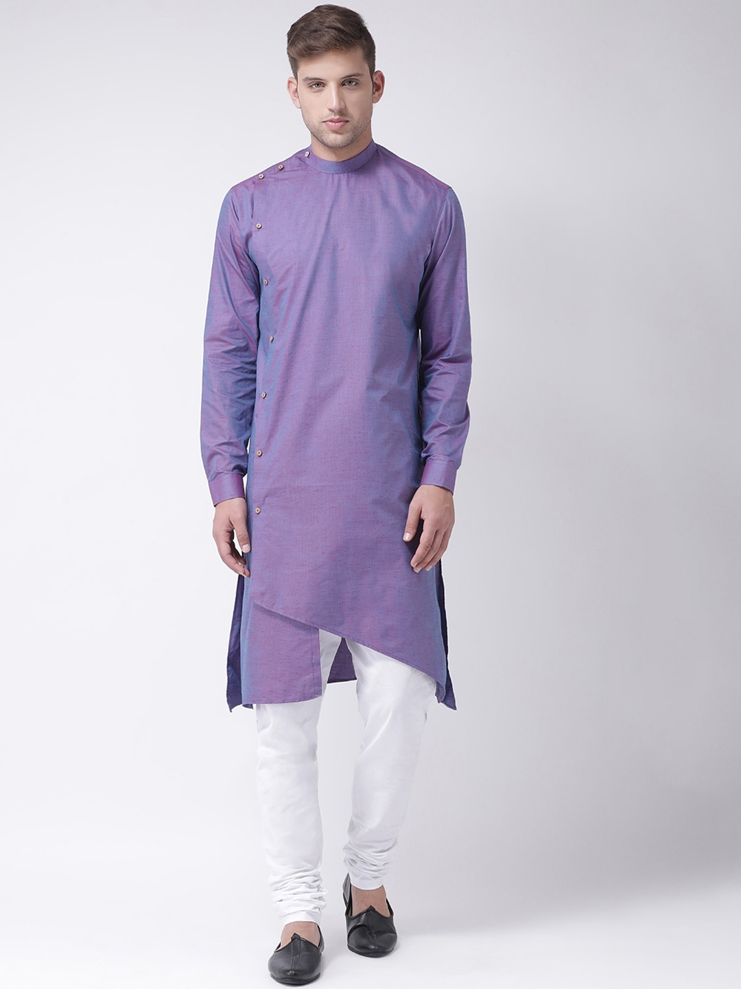 

TABARD Men Cotton Plain Angrakha Kurta, Purple