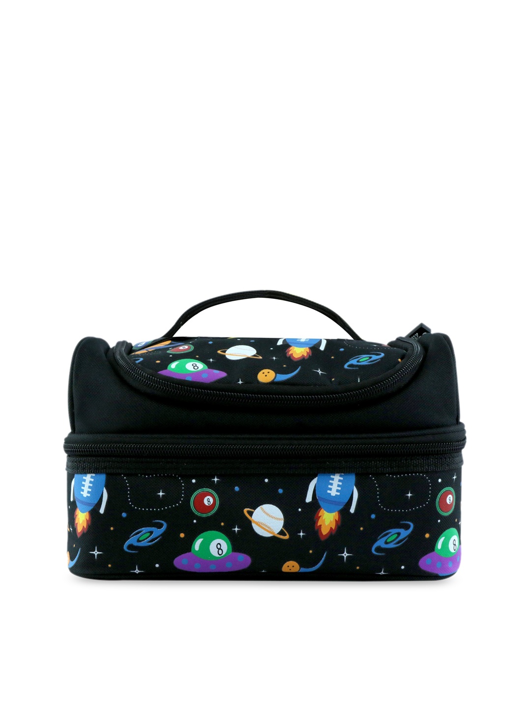 

Smily Kiddos Unisex Kids Black & Blue Space Theme Printed Smily Dual Slot Lunch Bag