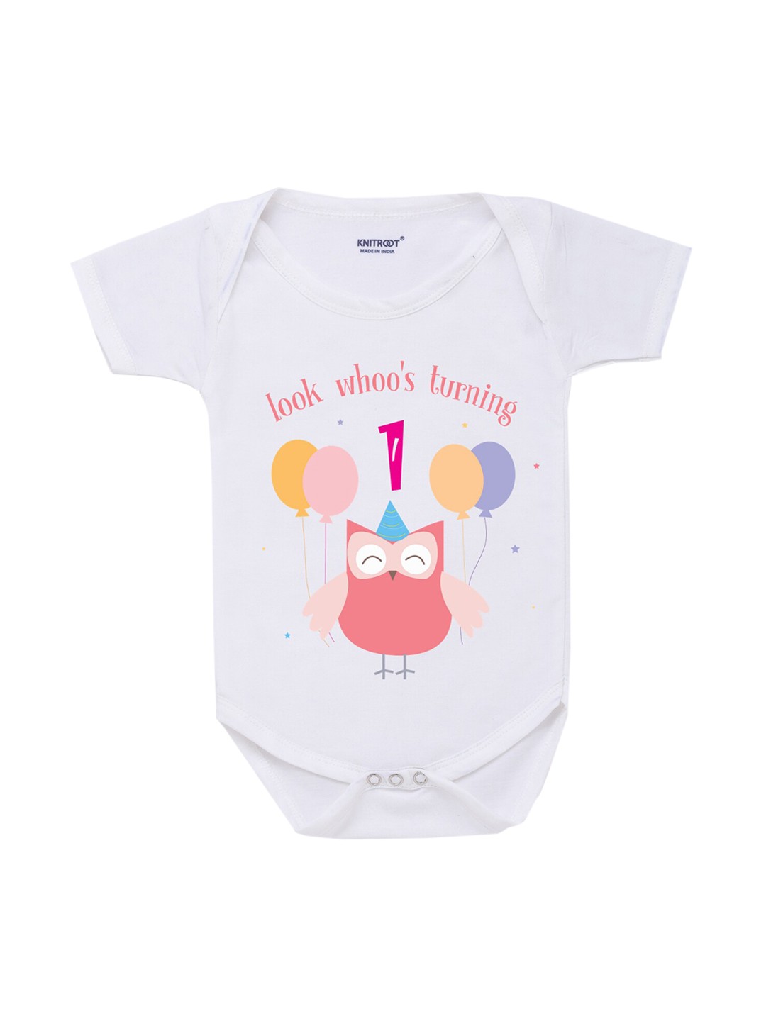 

KNITROOT Infant Kids White Printed Bodysuit