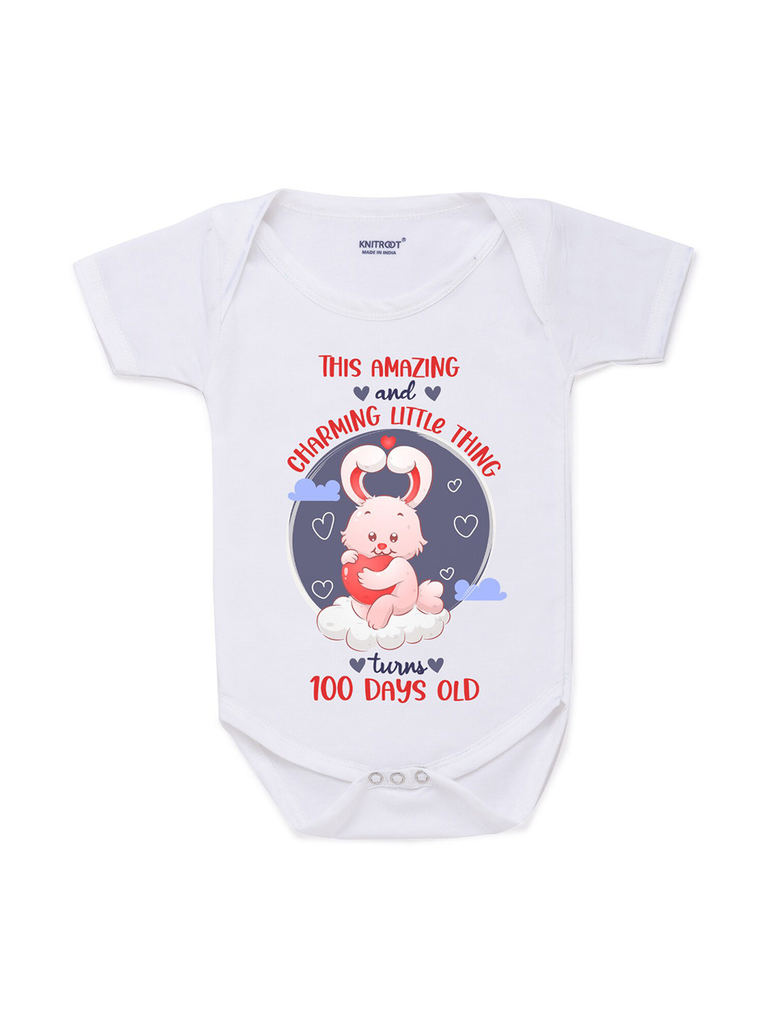 

KNITROOT Infant Kids White and Red Printed Bodysuit