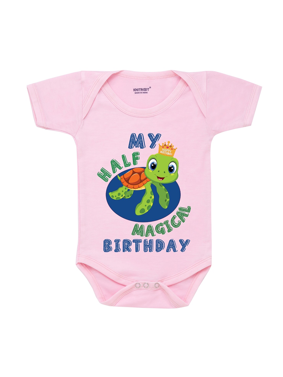 

KNITROOT Infant Kids Pink & Green Printed Bodysuit
