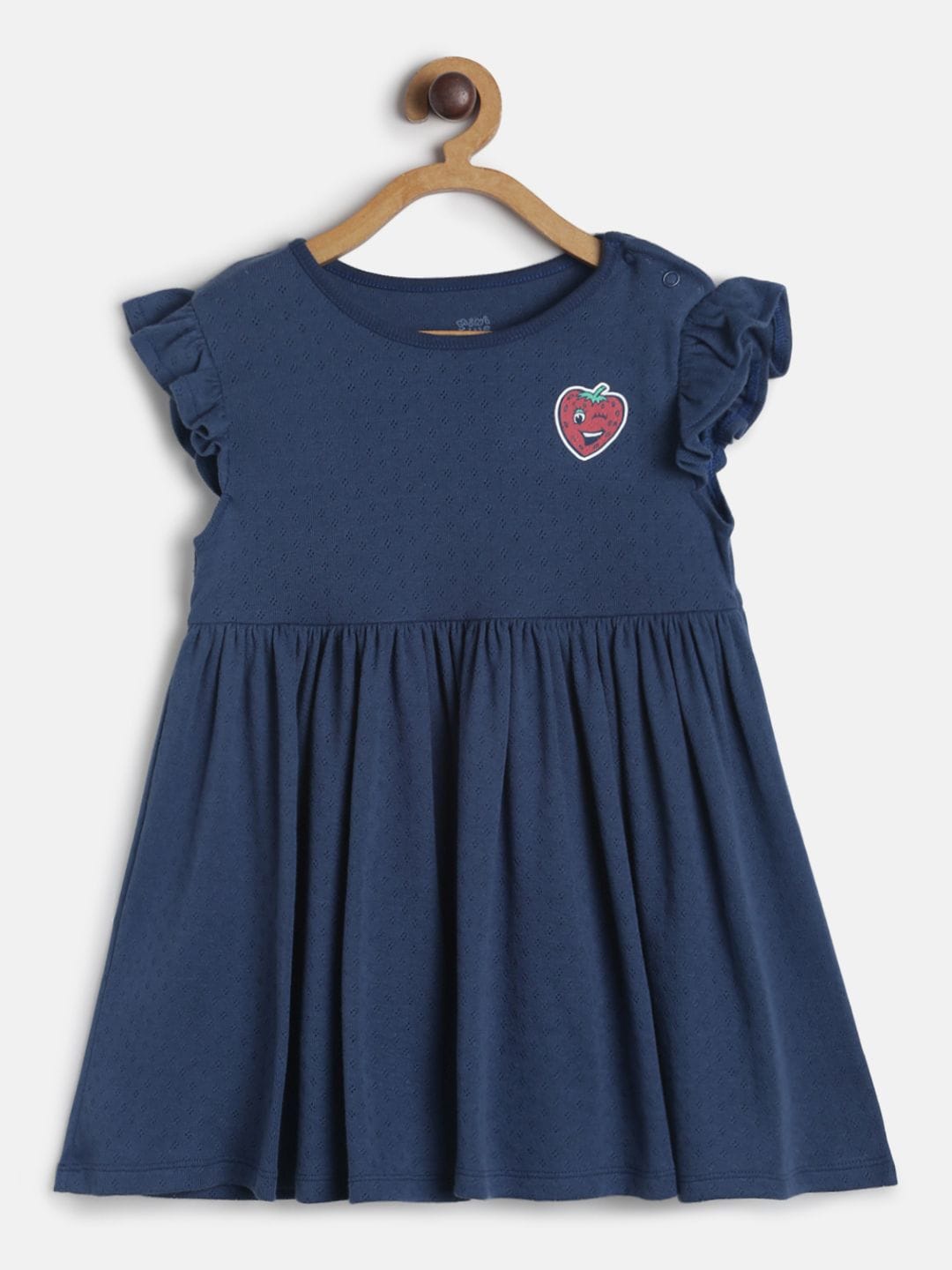 

MINI KLUB Girls Navy Blue Self Design Fit & Flare Dress