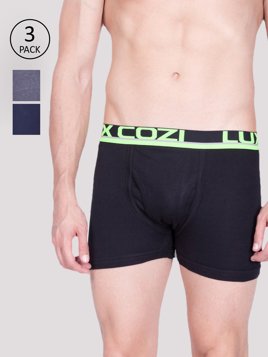 

Lux Cozi Men Pack Of 3 Multicolor Pure Cotton Trunks, Assorted