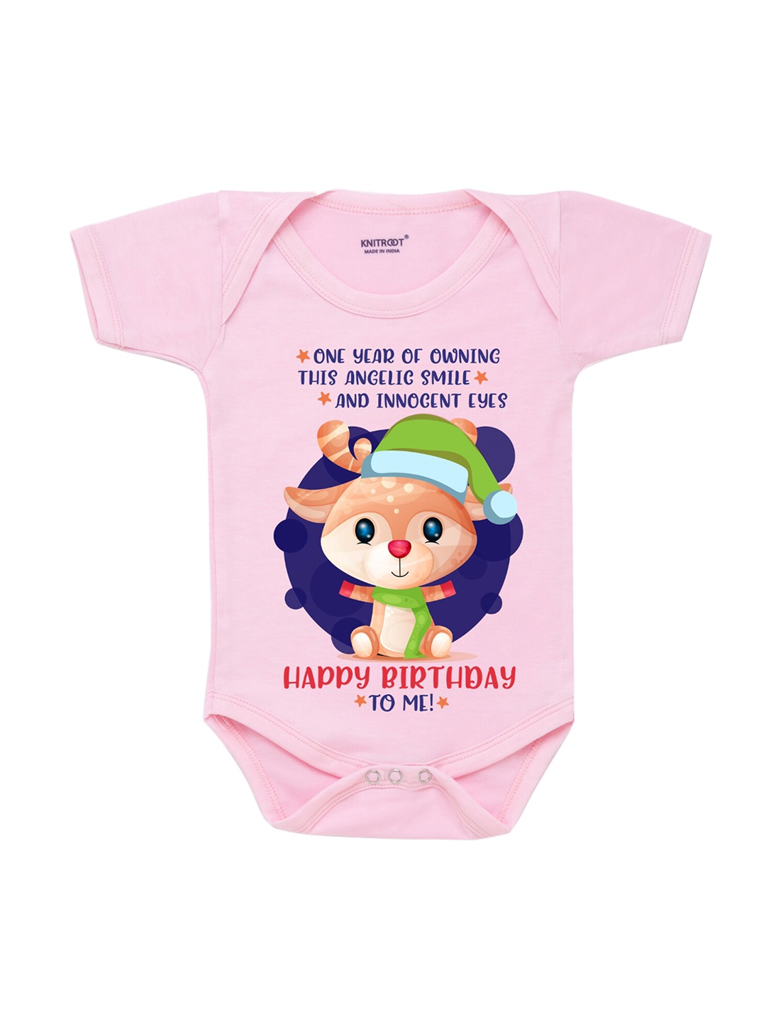 

KNITROOT Infant Kids Pink & Blue Printed Bodysuit
