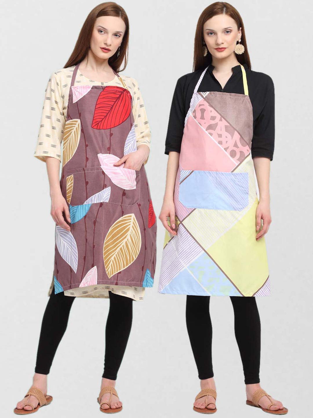

KLOTTHE Unisex Pack Of 2 Printed 210 TC Cotton Aprons, Purple