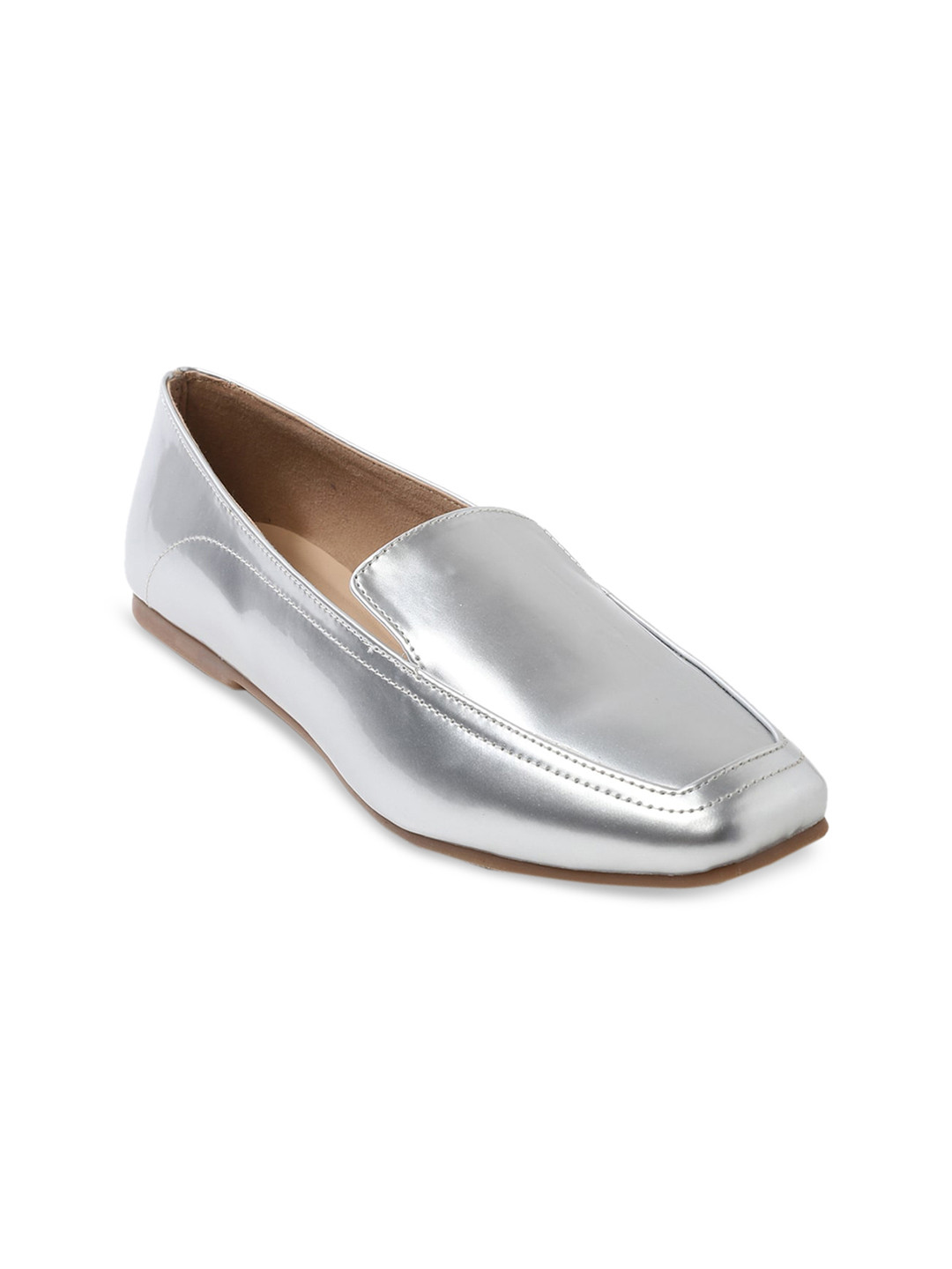 

FOREVER 21 Women Silver-Toned PU Loafers