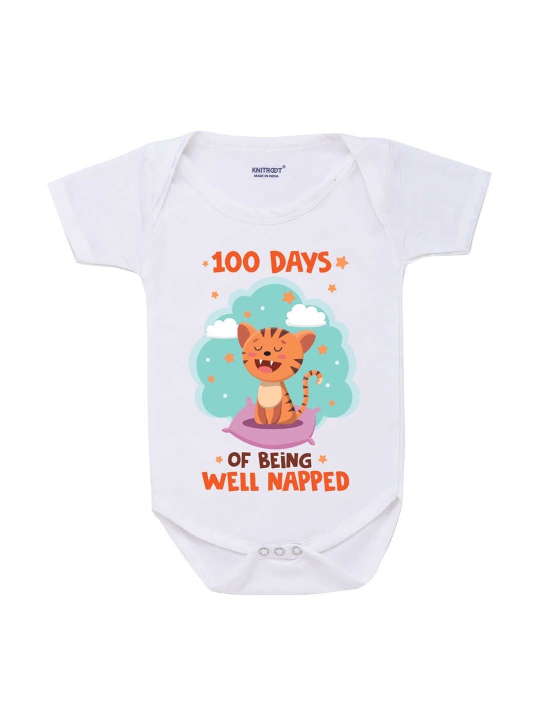 

KNITROOT Infant Kids White Printed Bodysuit