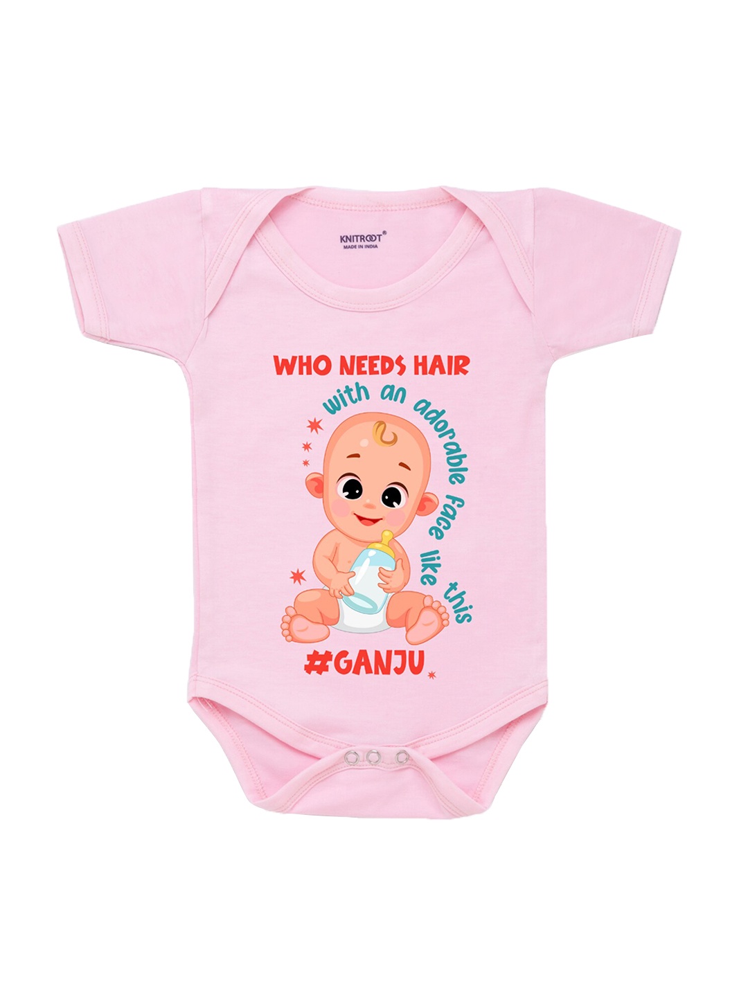 

KNITROOT Infant Baby Cotton Pink Front Printed Bodysuit