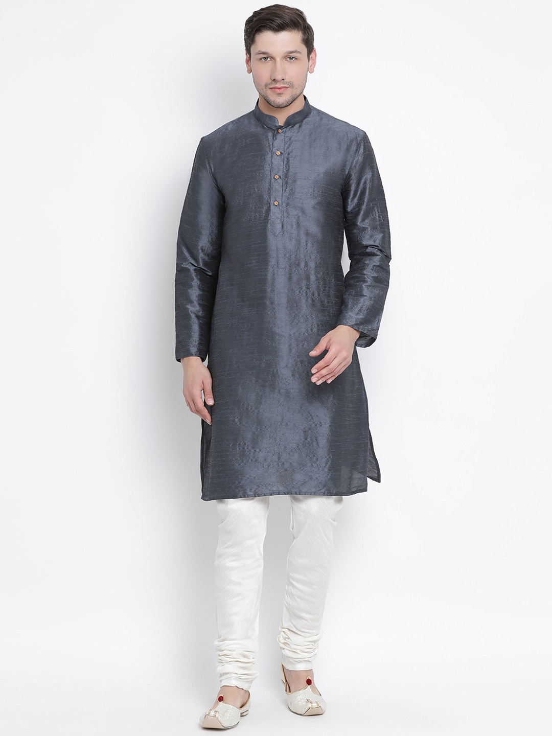 

VASTRAMAY Men Grey Kurta with Churidar