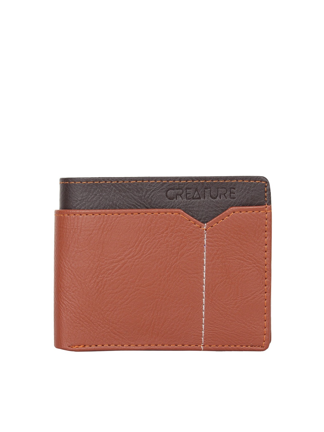 

Creature Men Brown Textured PU Two Fold Wallet