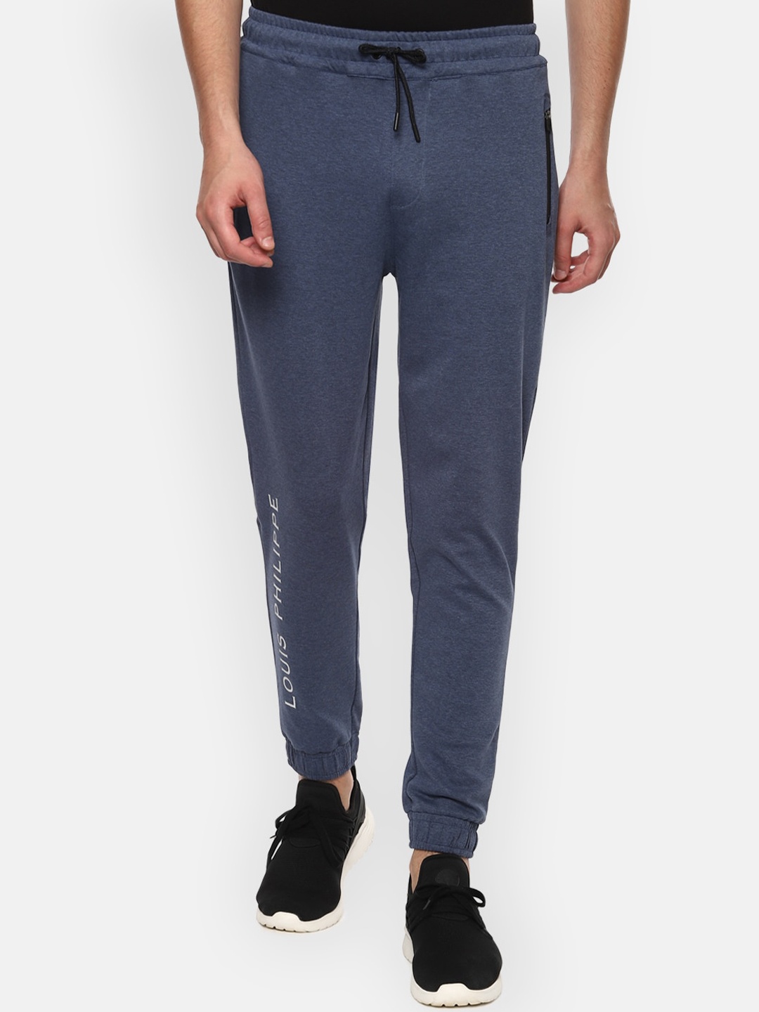 

Louis Philippe ATHPLAY Men Navy Blue Solid Slim-Fit Pure Cotton Joggers