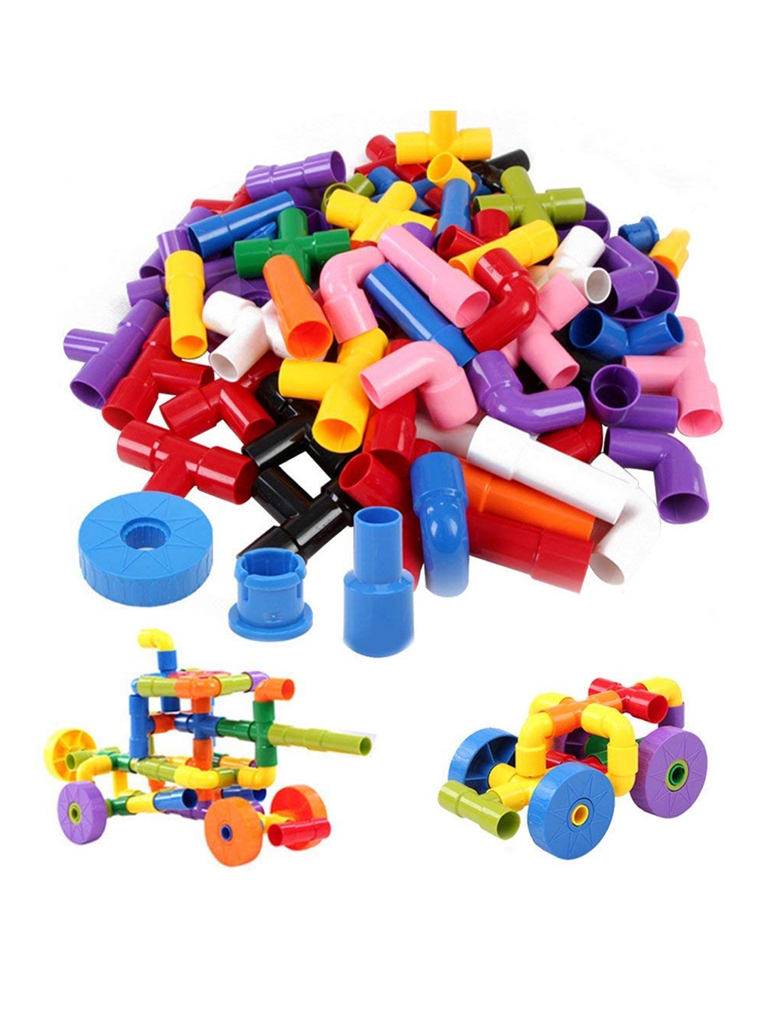 

SWADESI STUFF Kids Multicolor Do It Yourself Pipe & Block Game, Multi