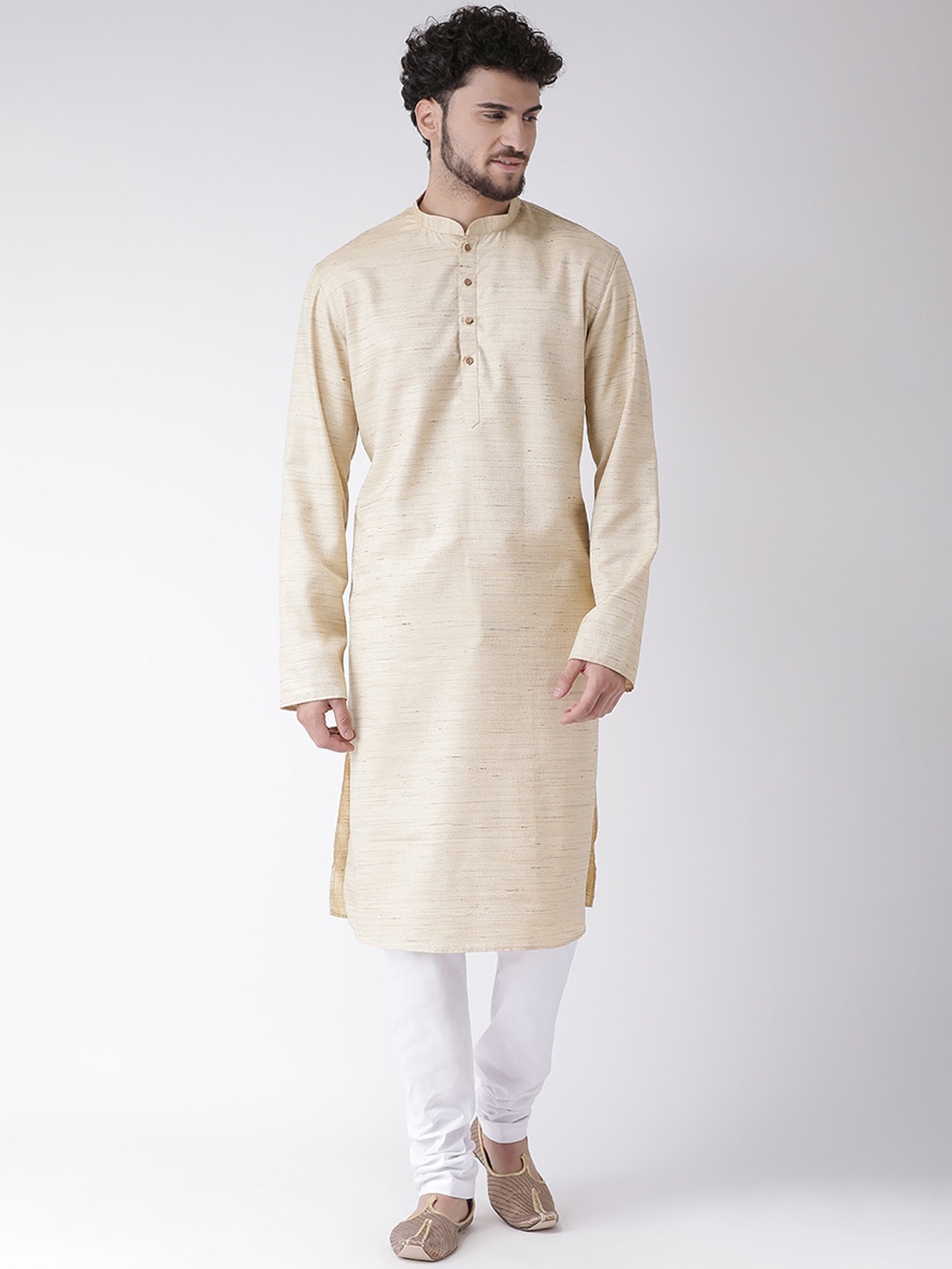 

TABARD Men Beige Silk Plain Kurta