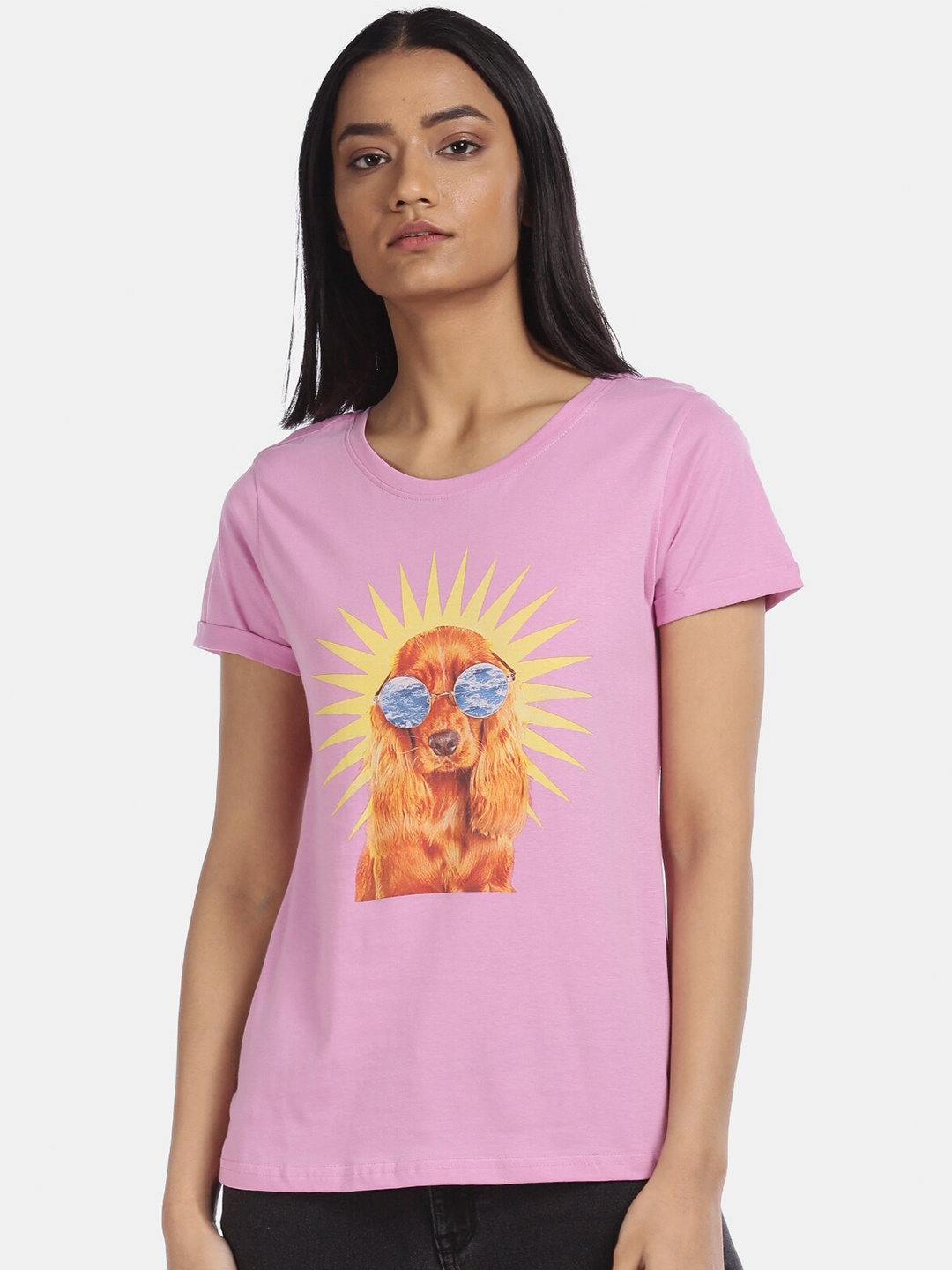 

Sugr Women Pink Printed T-shirt