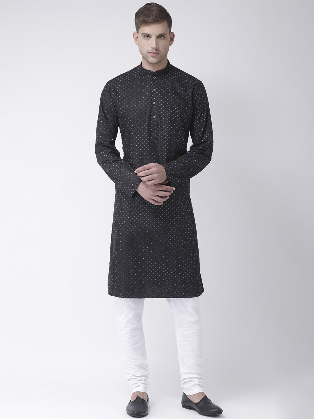

TABARD Men Black & Blue Geometric Printed Cotton Kurta