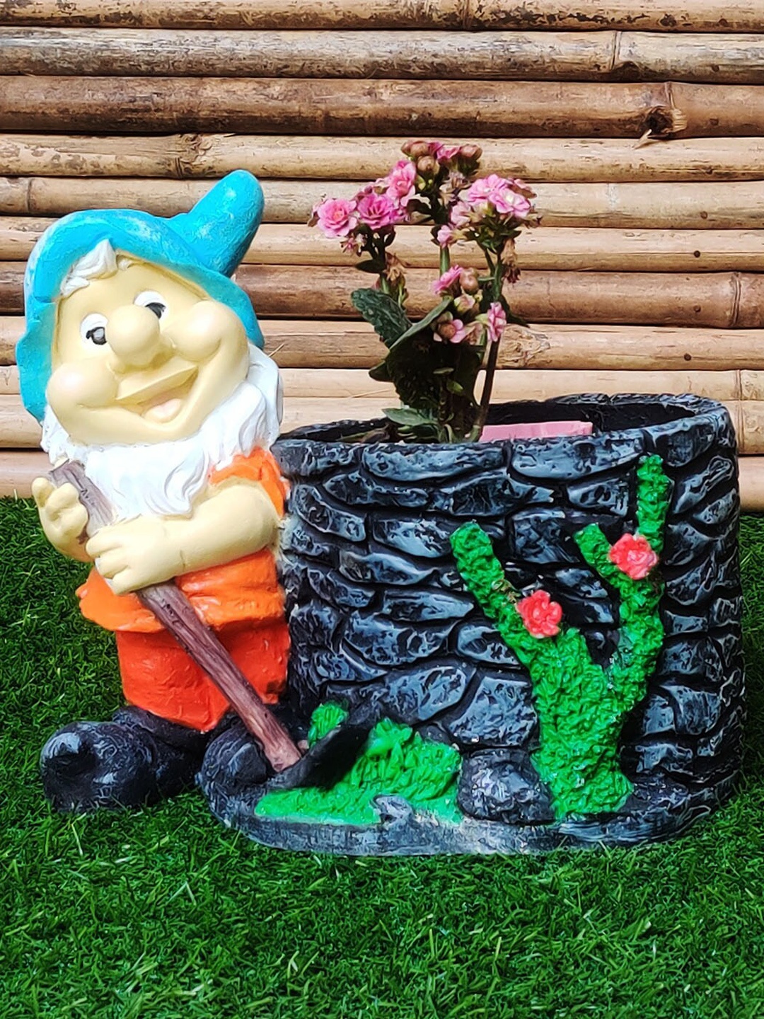 

Wonderland Grey & Green Gnome Decorative Pot Planter