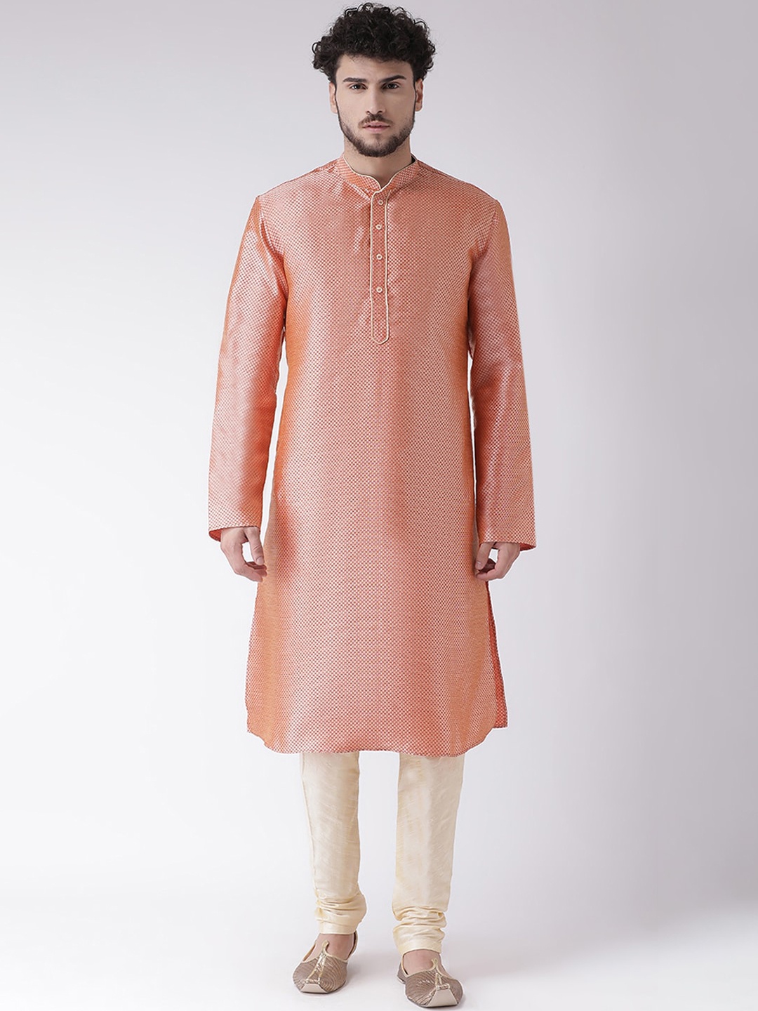 

TABARD Men Silk Blend Printed Kurta, Orange
