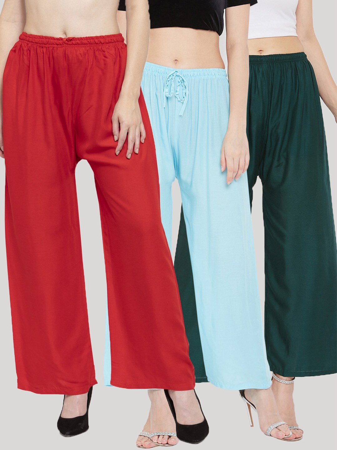 

Clora Creation Women Maroon & Turquoise Blue Set of 3 Palazzos