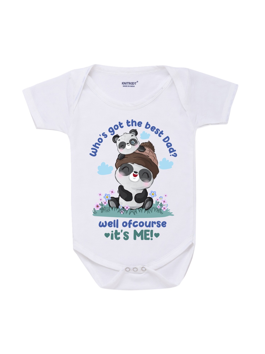 

KNITROOT Infant Kids White & Black Of Course Its Me Printed Bodysuit