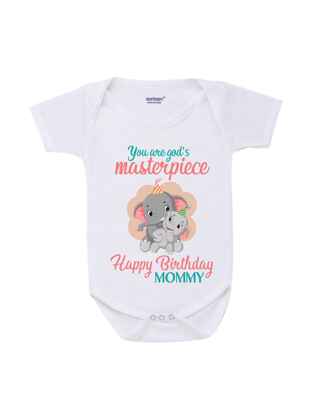 

KNITROOT Infant Kids White & Grey Printed Bodysuit