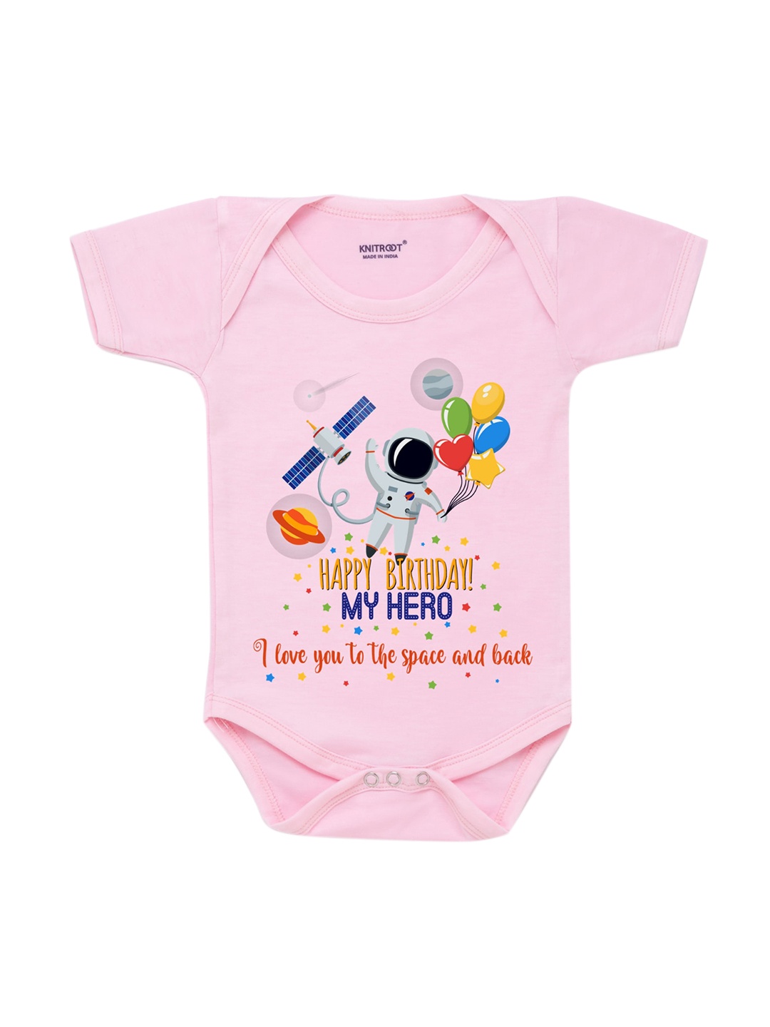 

KNITROOT Infant Kids Pink & Blue Printed Bodysuit