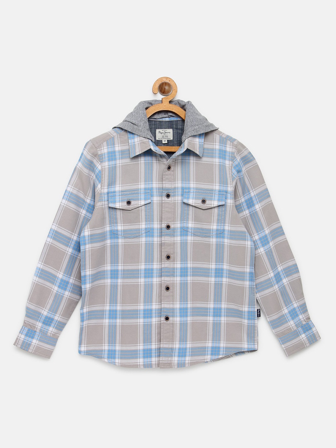 

Pepe Jeans Boys Grey Tartan Checks Checked Casual Shirt