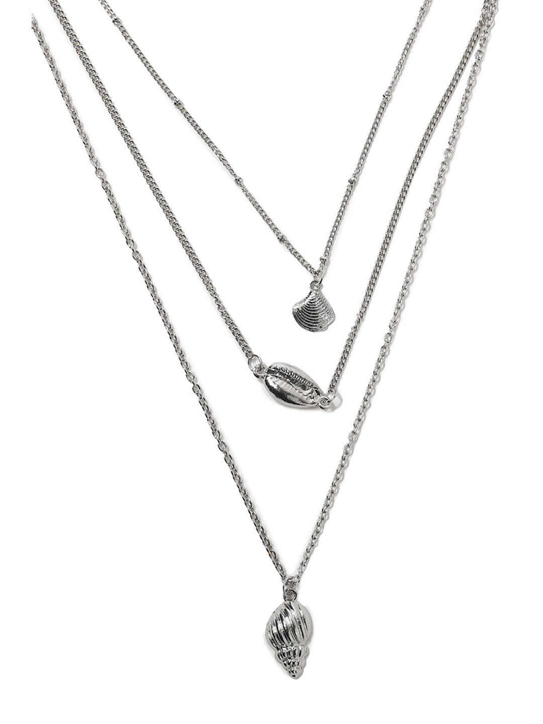

FOREVER 21 Silver-Toned Seashell Layered Necklace