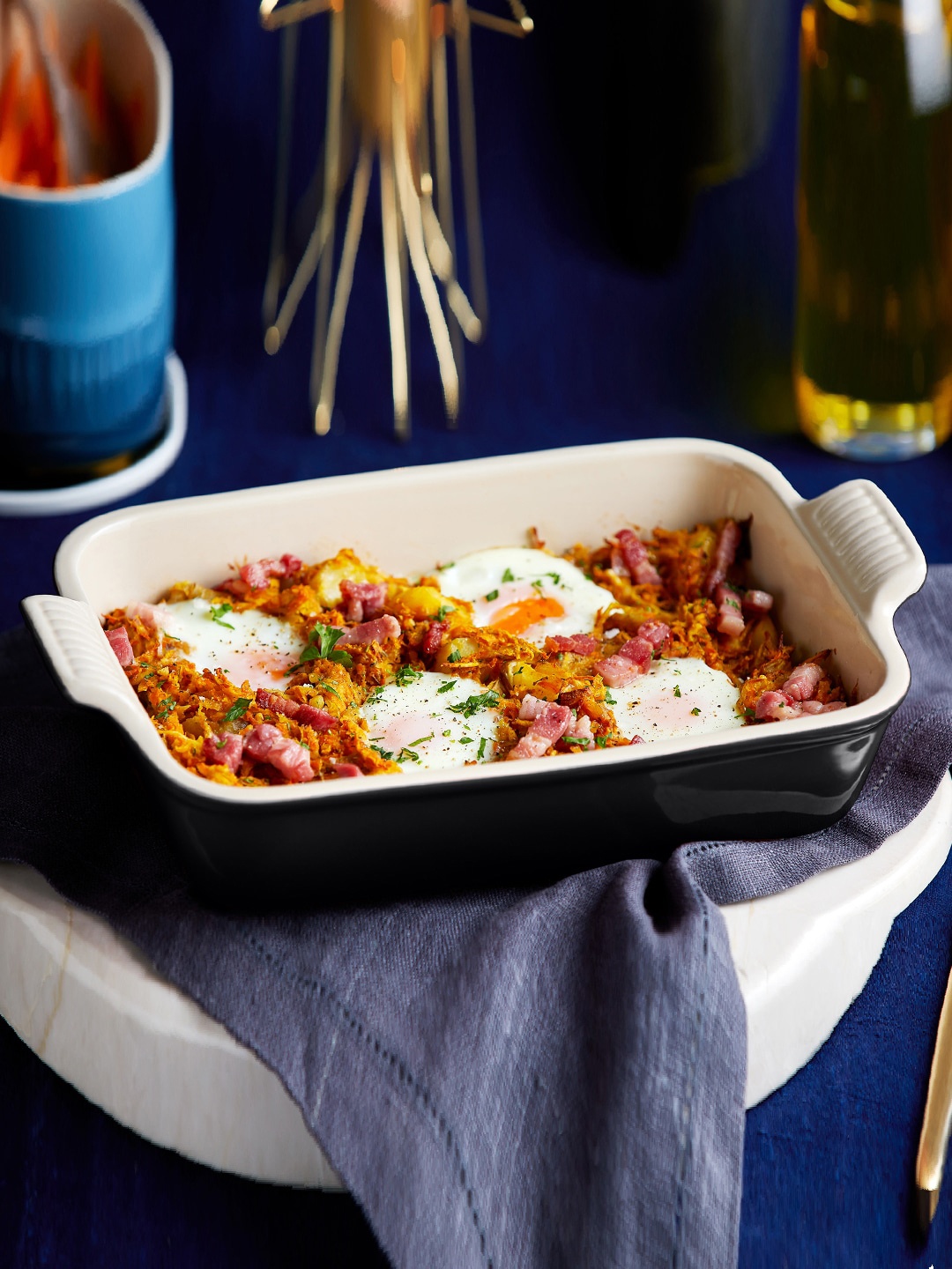 

LE CREUSET Black & Cream-Coloured Solid Deep Rectangular Dish