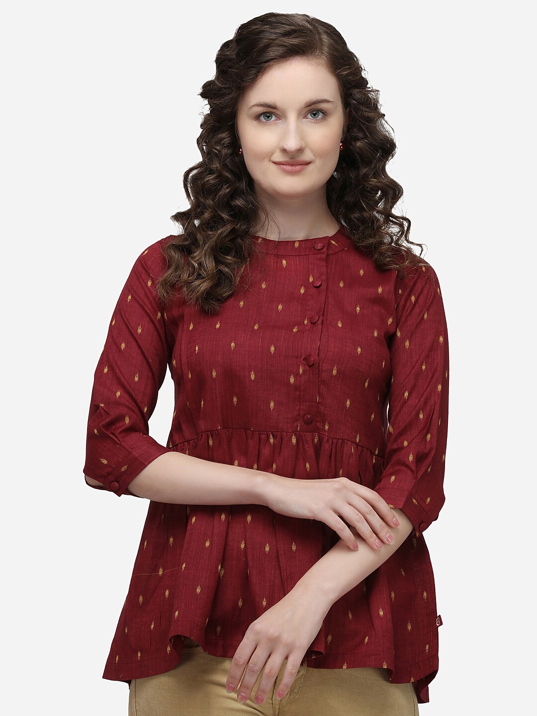 RAISIN Maroon & Yellow Embroidered Tunic