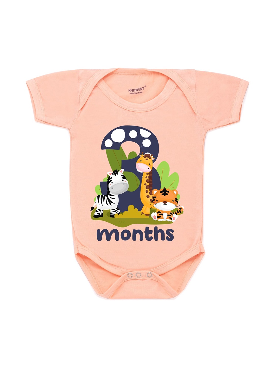 

KNITROOT Infants Peach-Coloured Graphic Printed Bodysuit