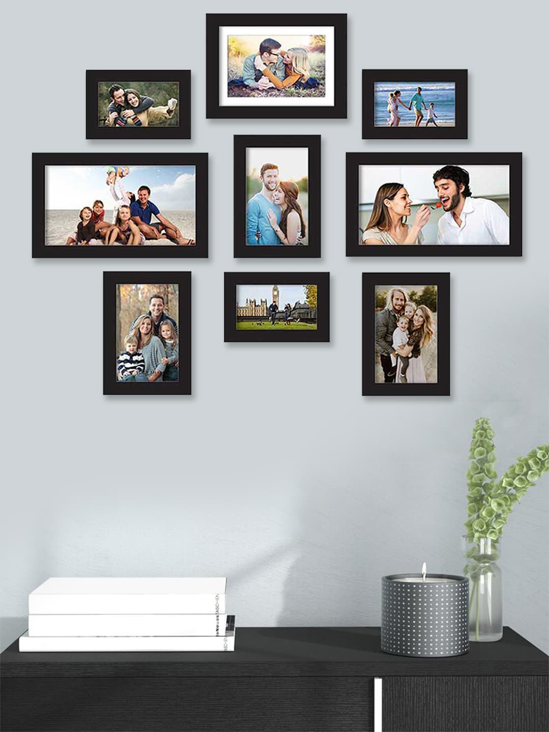 

Art Street Set Of 9 Black Solid Individual Photo Frames