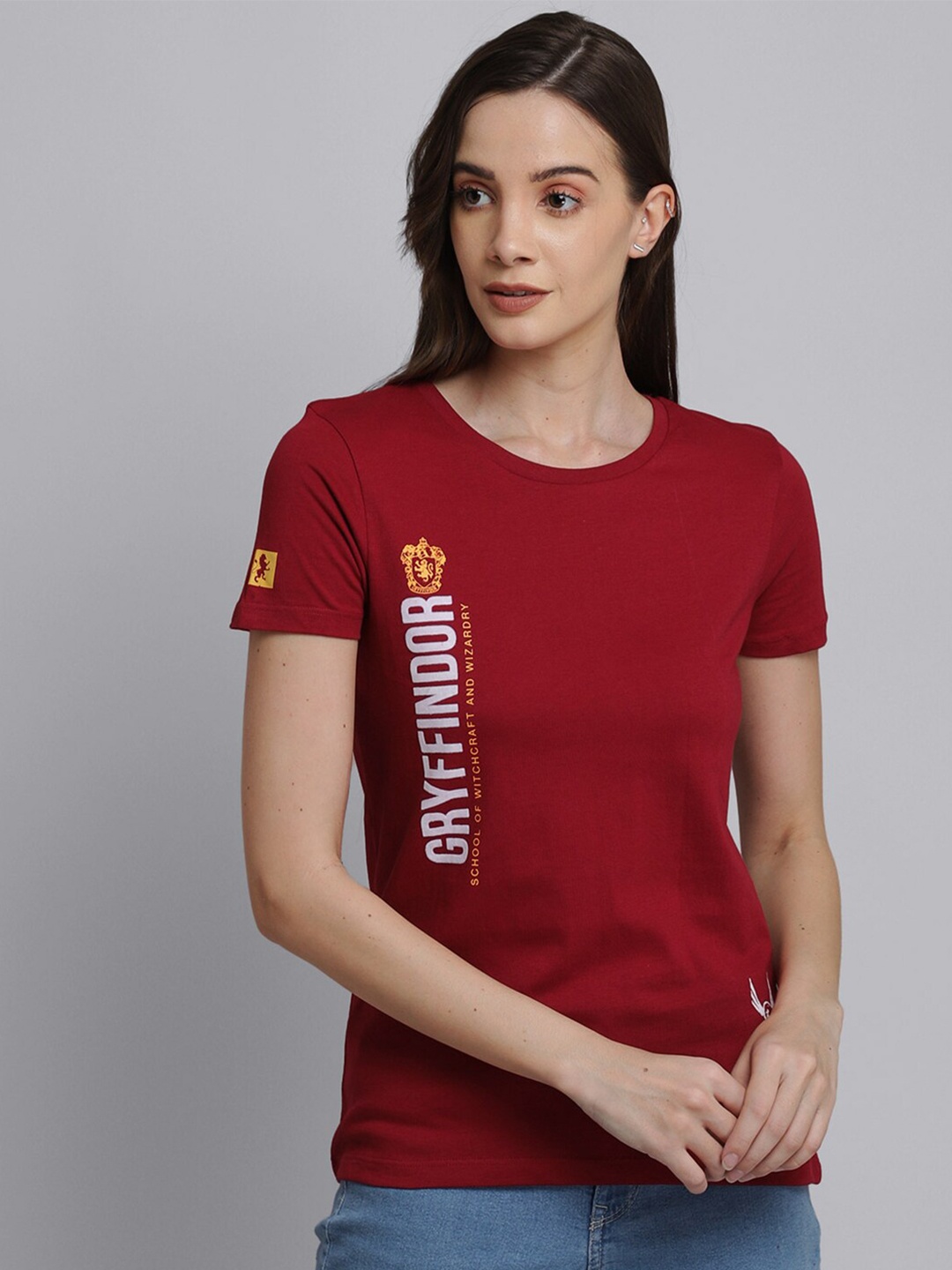 

Free Authority Women Red Harry Potter Printed Pure Cotton T-shirt