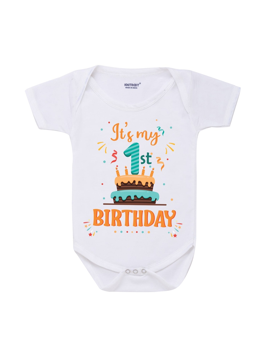 

KNITROOT Infants White Graphic Printed Bodysuit