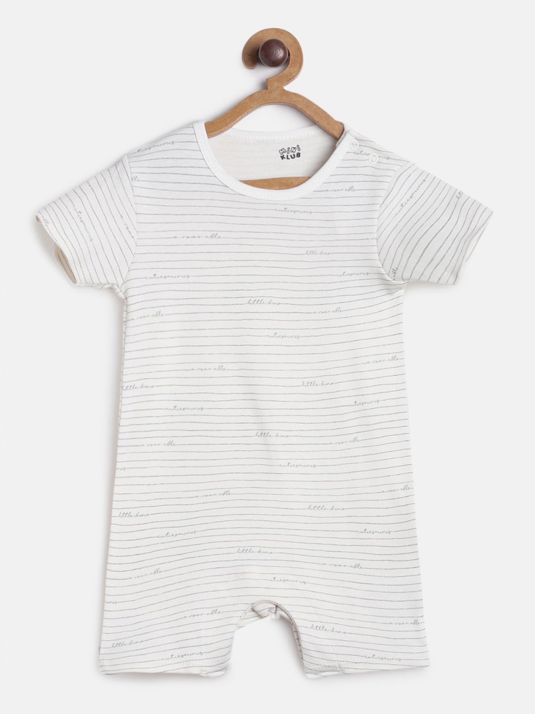 

MINI KLUB Infants Boys White & Grey Printed Pure Cotton Rompers
